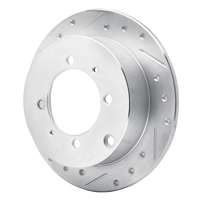 Dodge Colt Brake Rotor (1) - Rear Left - R1 Concepts - Drilled & Slotted - Silver - `92-`04